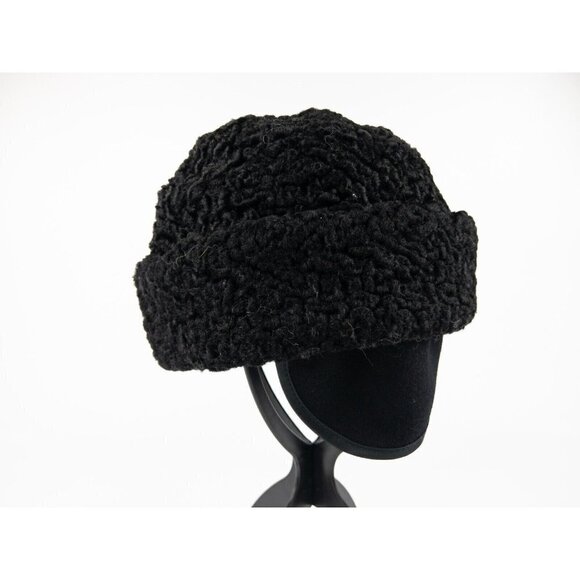 Adam Meldrum & Anderson Black Boiled Wool Hat with Ear Covers Size M Winter Cap - Picture 6 of 13